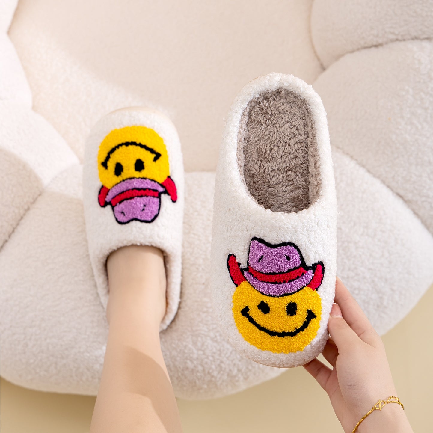 Blue Zone Planet |  Melody Smiley Face Slippers BLUE ZONE PLANET