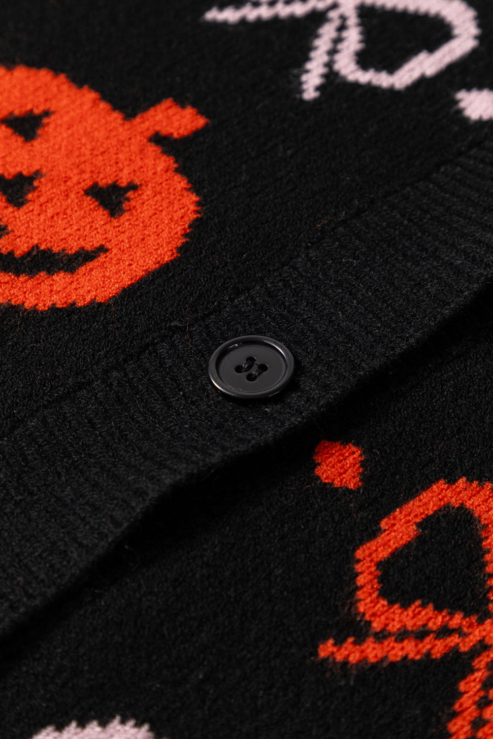 Black Halloween Pumpkin Bow Knit Button V Neck Sweater Cardigan-TOPS / DRESSES-[Adult]-[Female]-2022 Online Blue Zone Planet