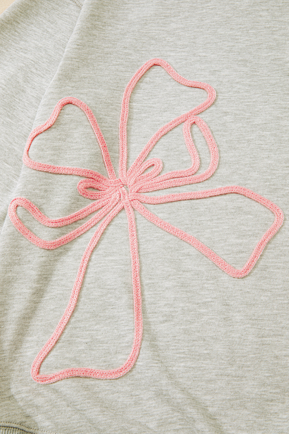 Light Grey Plus Size Thread Embroidered Drop Shoulder Round Neck Sweatshirt-Tops/Sweatshirts & Hoodies-[Adult]-[Female]-2022 Online Blue Zone Planet
