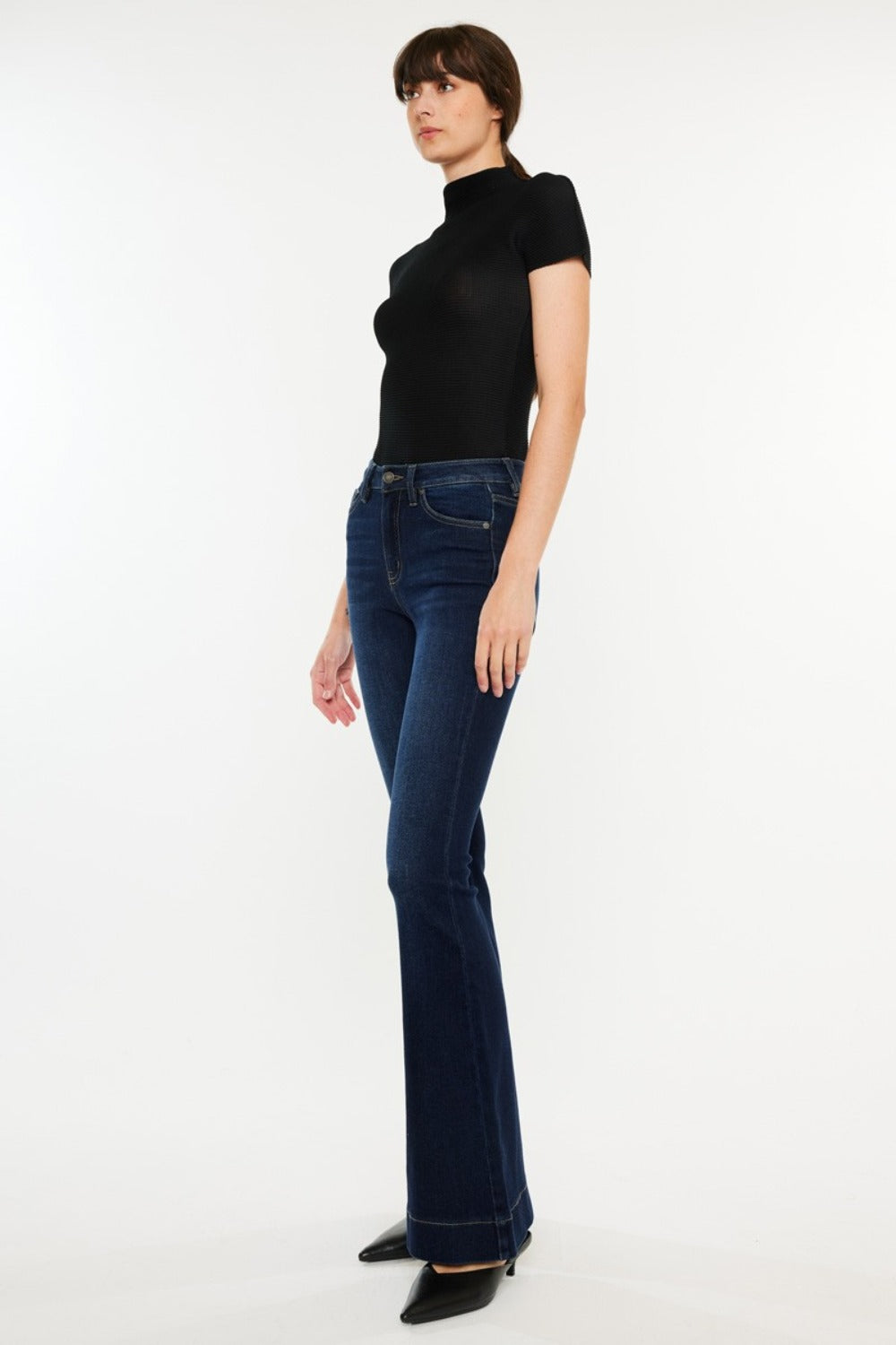 Kancan High Rise Slim Flare Jeans-BOTTOMS SIZES SMALL MEDIUM LARGE-[Adult]-[Female]-2022 Online Blue Zone Planet