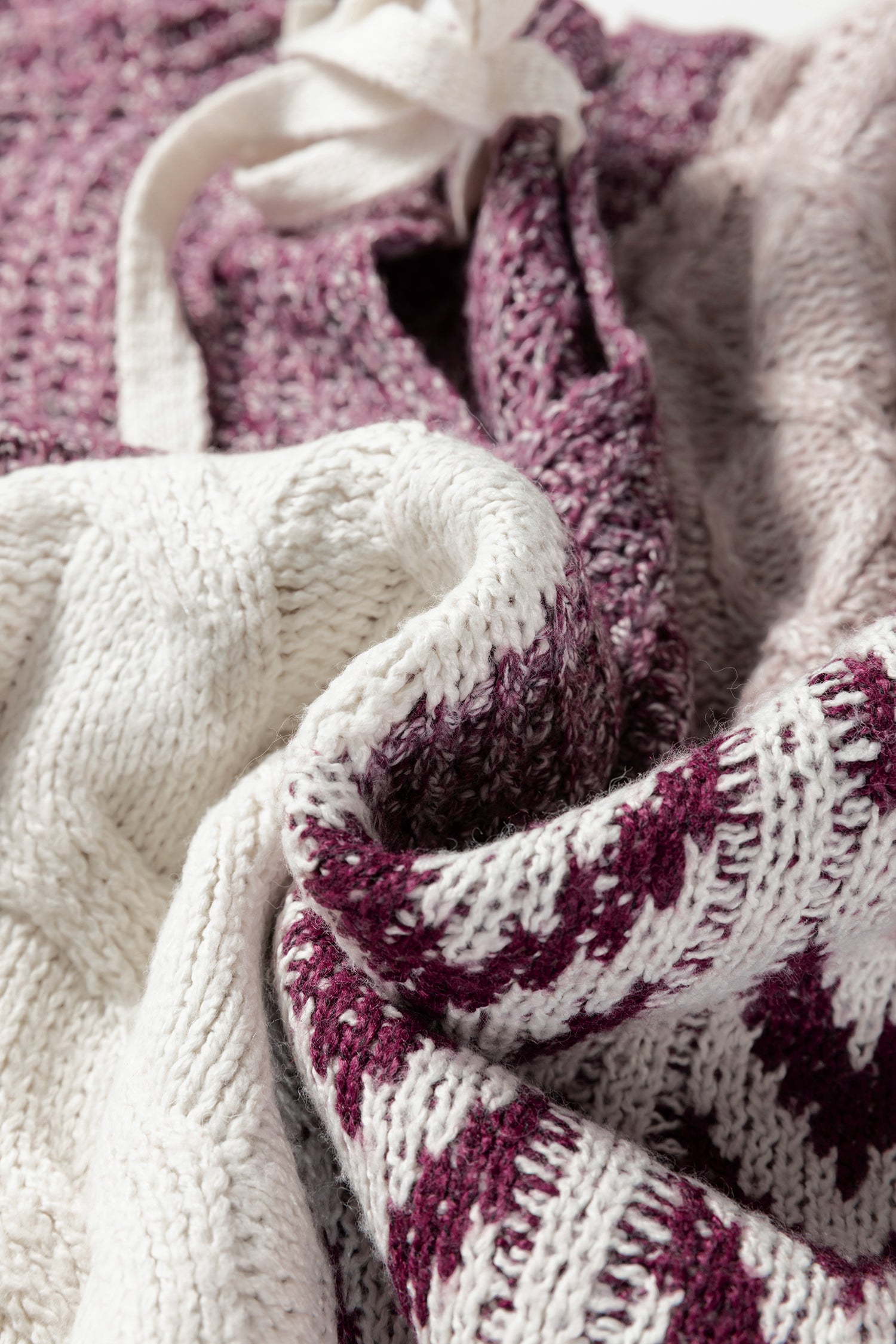 Purple Color Block Patchwork Knotted Back Loose Fit Sweater-TOPS / DRESSES-[Adult]-[Female]-2022 Online Blue Zone Planet