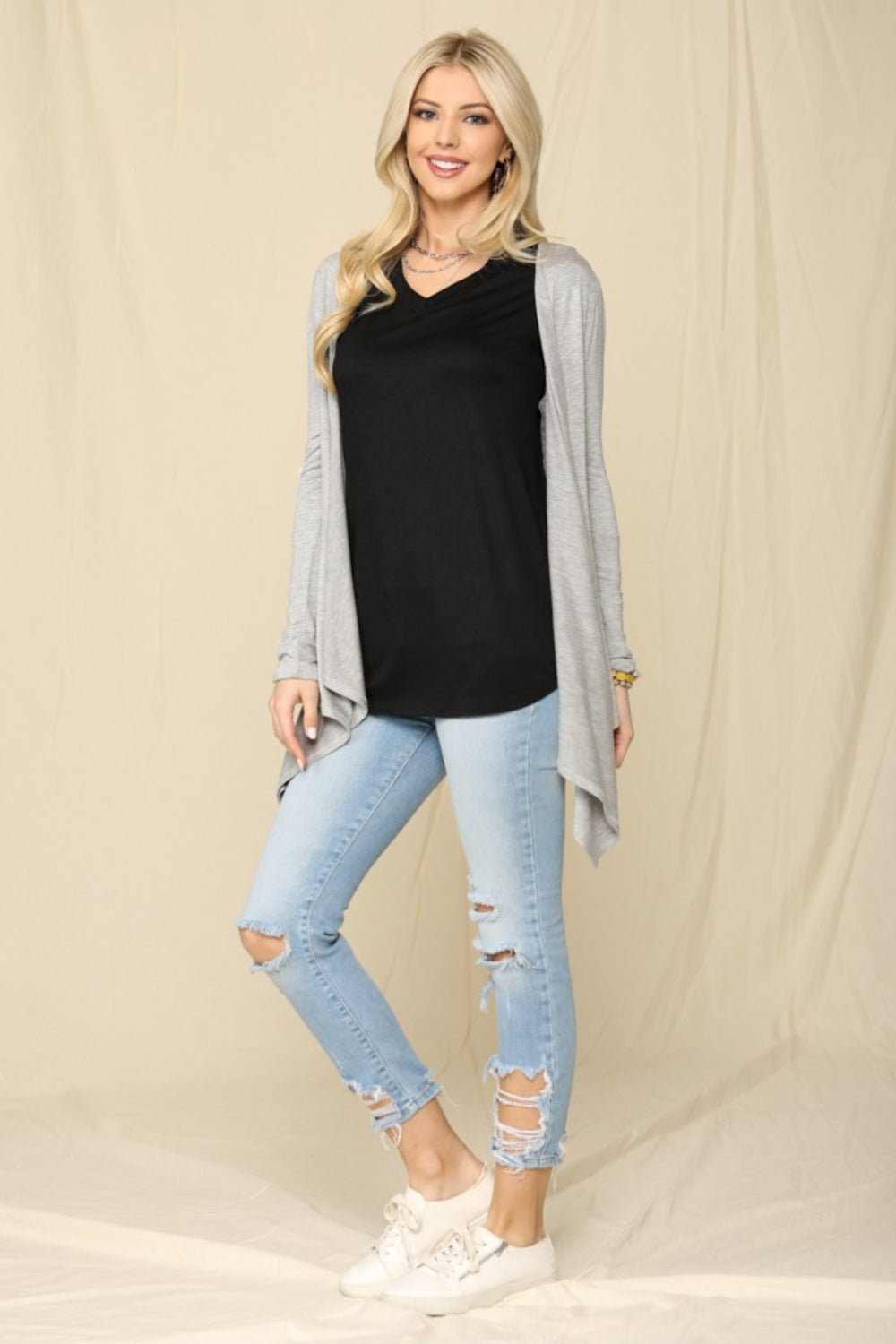 Celeste Full Size Open Front Knit Cardigan-TOPS / DRESSES-[Adult]-[Female]-2022 Online Blue Zone Planet