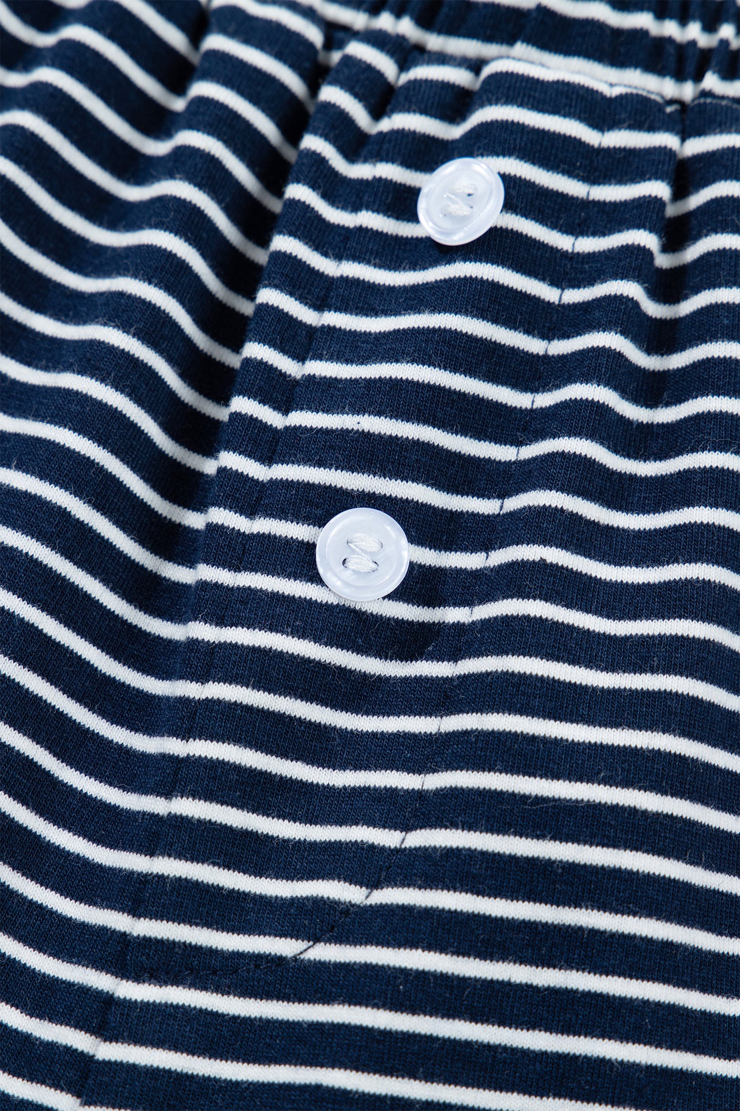 Blue Stripe Drop Shoulder Round Neck Long Sleeve Tee and Buttoned Shorts 2pcs Lounge Set-Loungewear & Sleepwear/Loungewear-[Adult]-[Female]-2022 Online Blue Zone Planet