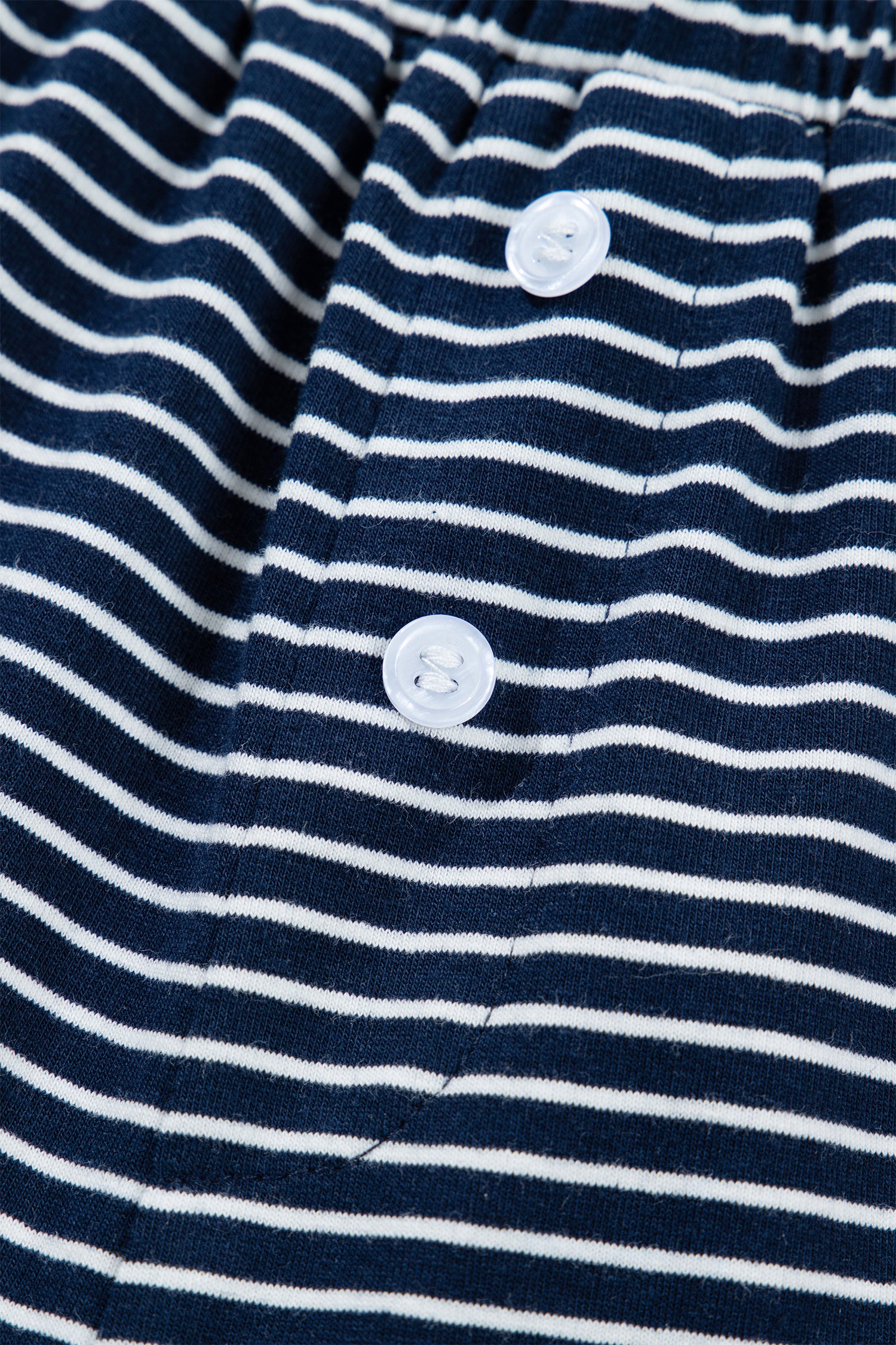 Blue Stripe Drop Shoulder Round Neck Long Sleeve Tee and Buttoned Shorts 2pcs Lounge Set-Loungewear & Sleepwear/Loungewear-[Adult]-[Female]-2022 Online Blue Zone Planet