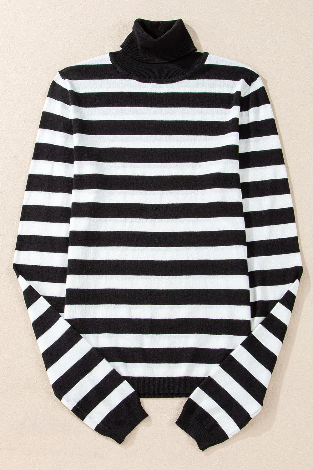 Striped Turtleneck Long Sleeve Knit Top-TOPS / DRESSES-[Adult]-[Female]-2022 Online Blue Zone Planet