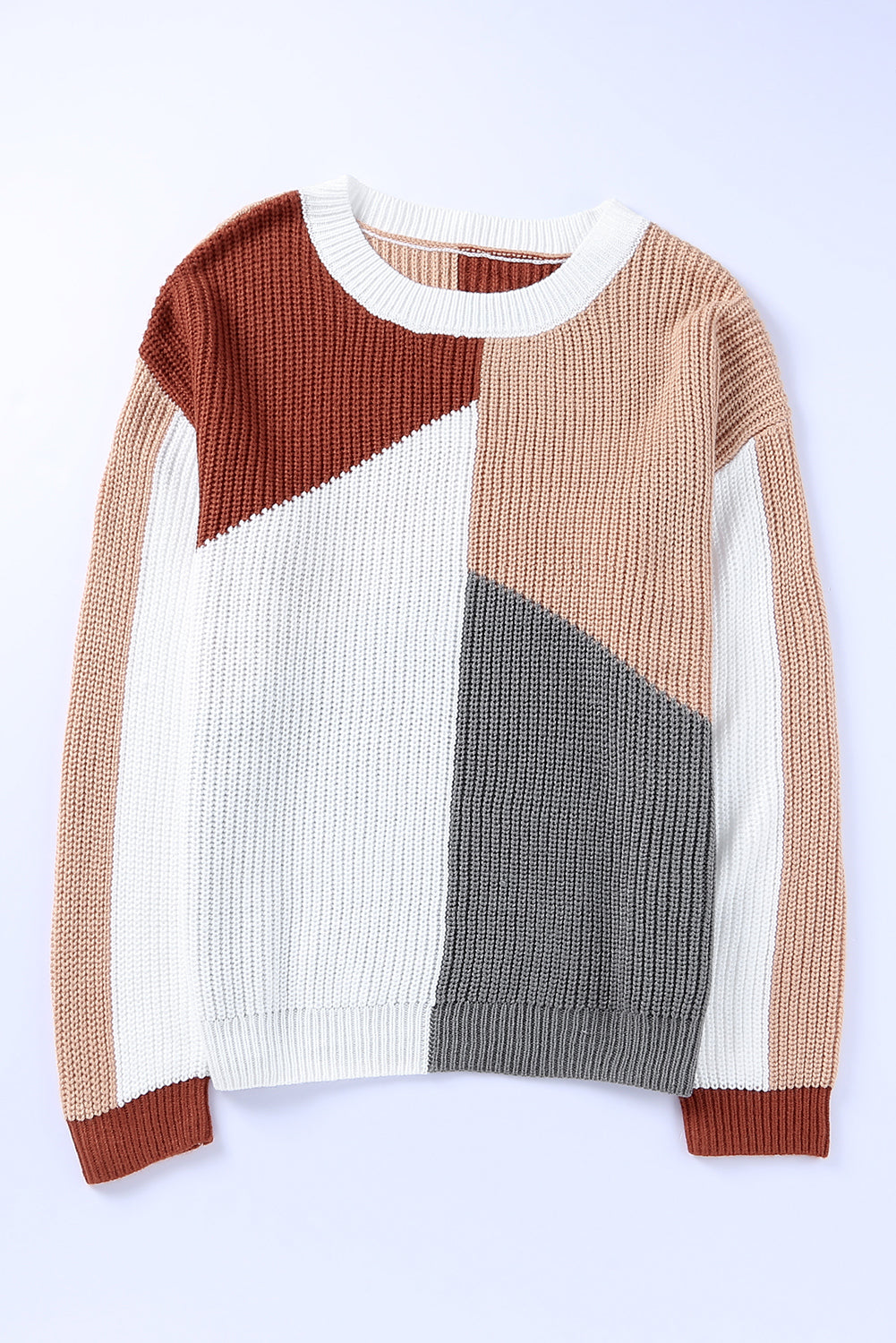 Color Block Drop Shoulder Long Sleeve Sweater-TOPS / DRESSES-[Adult]-[Female]-2022 Online Blue Zone Planet