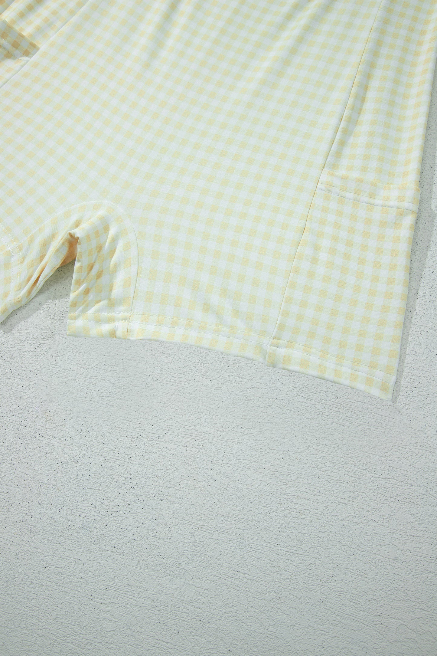 Yellow Cream Faux Two Piece Gingham Contrast Patchwork Loose Mini Dress-TOPS / DRESSES-[Adult]-[Female]-2022 Online Blue Zone Planet