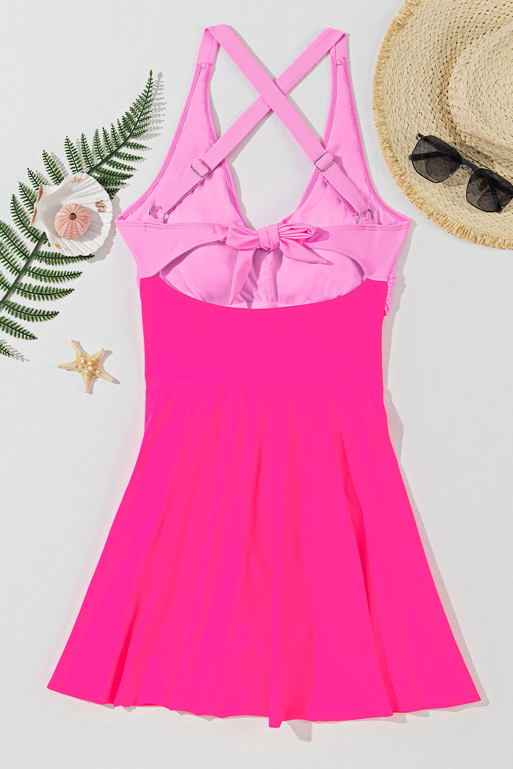 Navy Blue Criss Cross Straps Tie Backless Flared One Piece Swimsuit-One-Piece-[Adult]-[Female]-2022 Online Blue Zone Planet