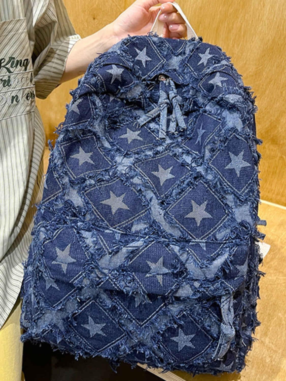 Star Denim Backpack Bag-HANDBAGS-[Adult]-[Female]-2022 Online Blue Zone Planet