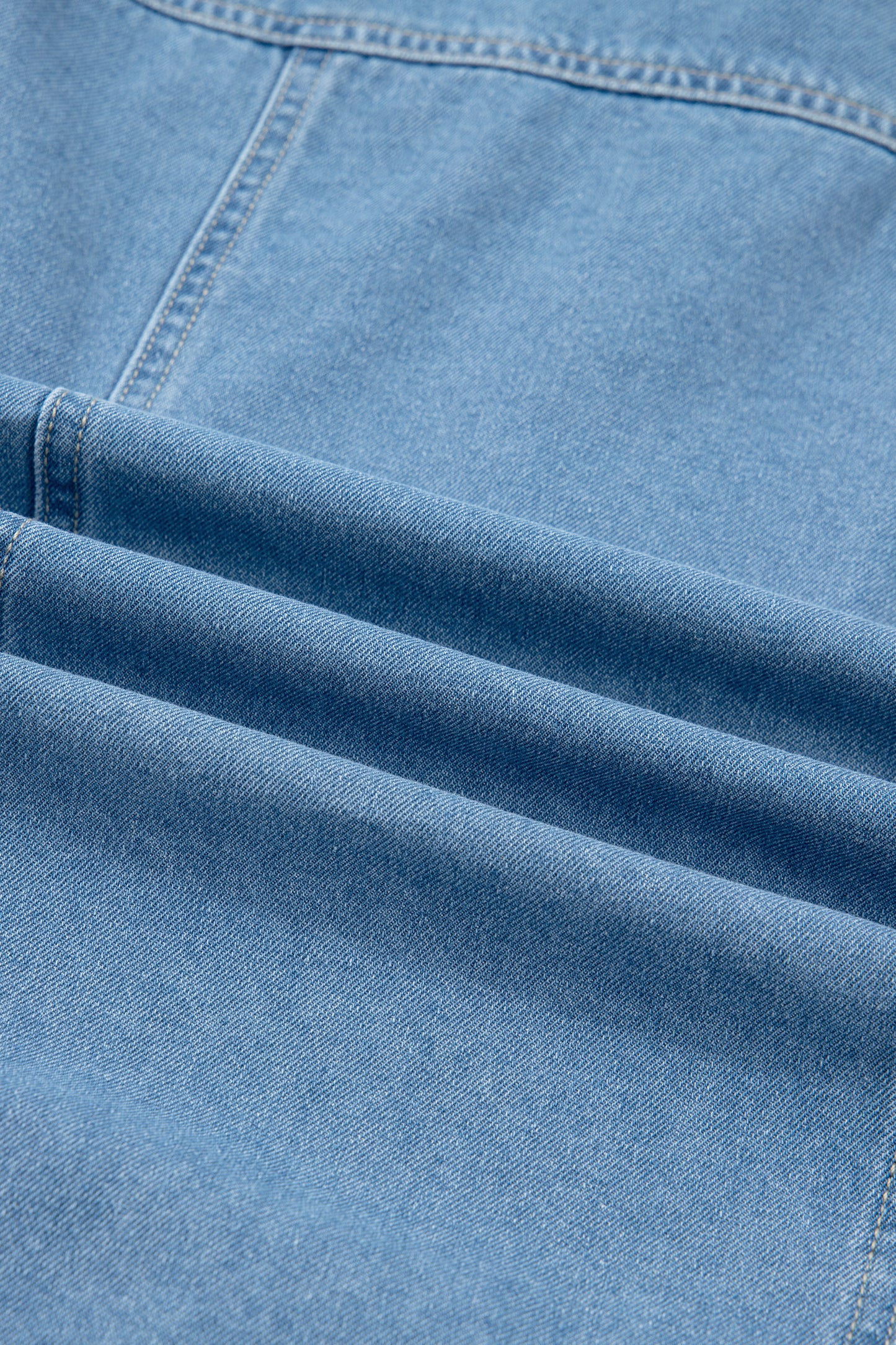 Beau Blue Button Down Short Puff Sleeve Ruffle Hem Patchwork Denim Dress-TOPS / DRESSES-[Adult]-[Female]-2022 Online Blue Zone Planet