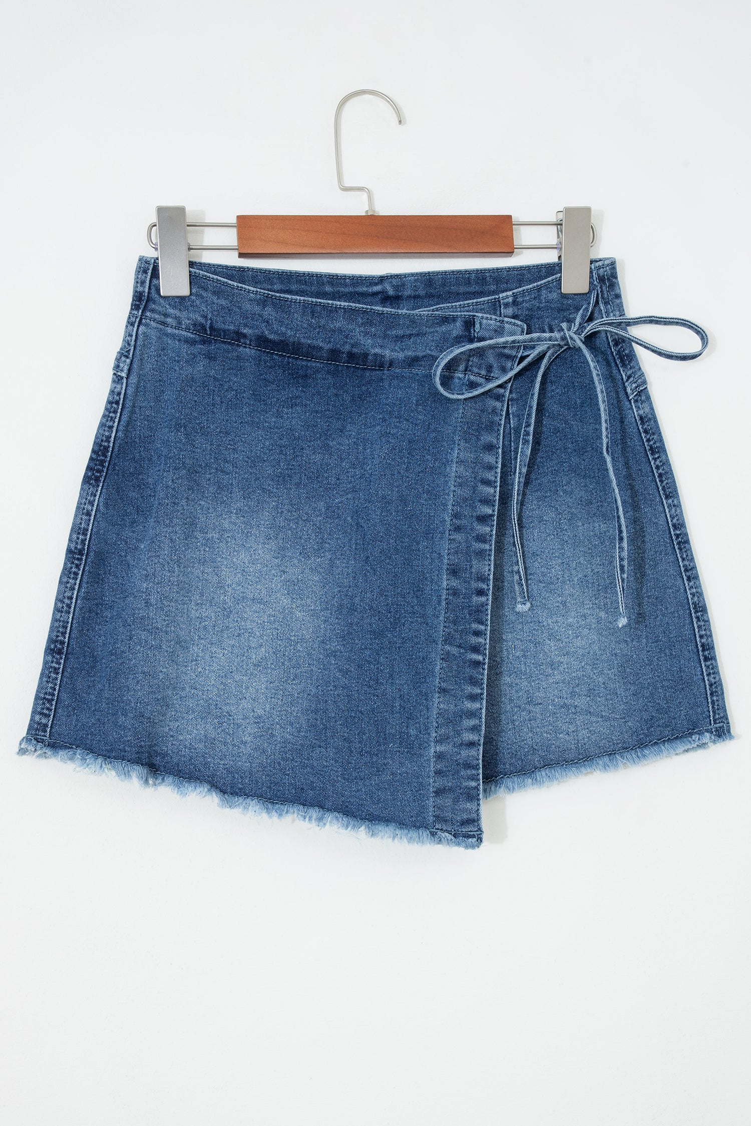 Ashleigh Blue Wrapped Tied Waist Denim Skort-Bottoms/Skirts & Petticoat-[Adult]-[Female]-2022 Online Blue Zone Planet