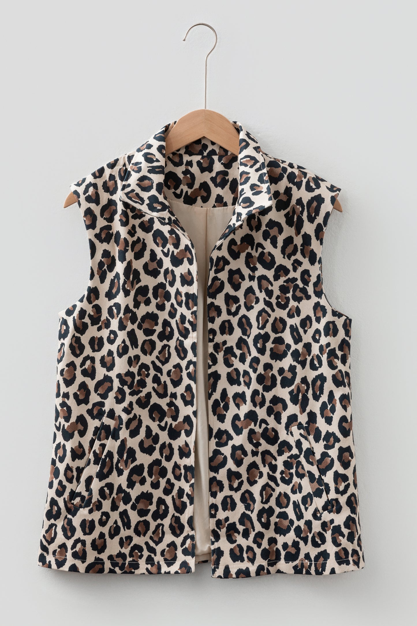 Brown Leopard Open Front Jacket Vest-Outerwear/Vests-[Adult]-[Female]-2022 Online Blue Zone Planet