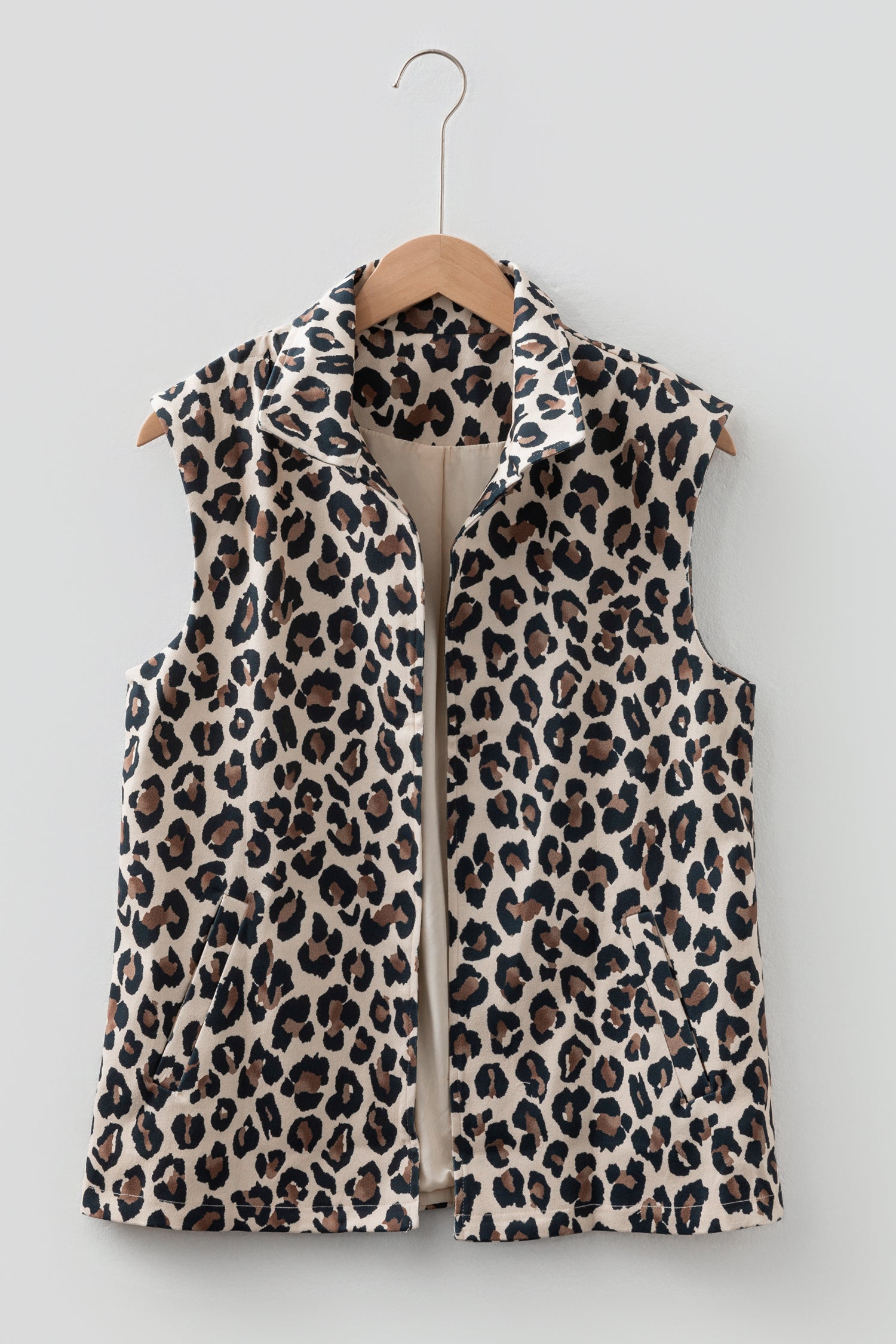 Brown Leopard Open Front Jacket Vest-Outerwear/Vests-[Adult]-[Female]-2022 Online Blue Zone Planet