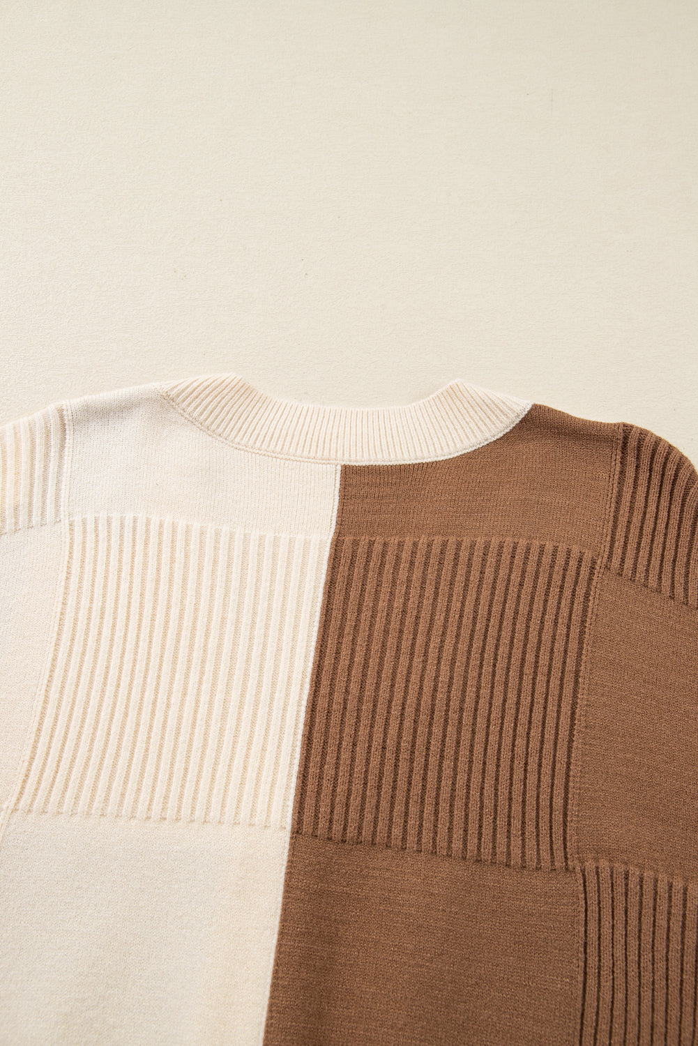 Khaki Checkered Ribbed Texture Knit Plus Size Cardigan Sweater-TOPS / DRESSES-[Adult]-[Female]-2022 Online Blue Zone Planet