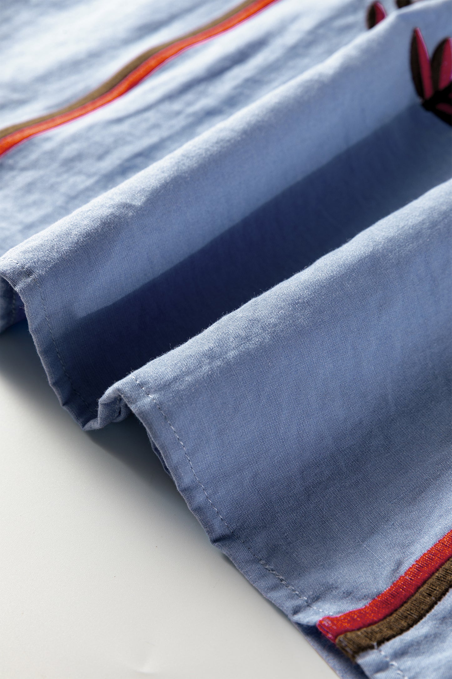 Real Teal Floral Embroidered Split Neck Tassel Tie Puff Sleeve Blouse-Tops/Blouses & Shirts-[Adult]-[Female]-2022 Online Blue Zone Planet