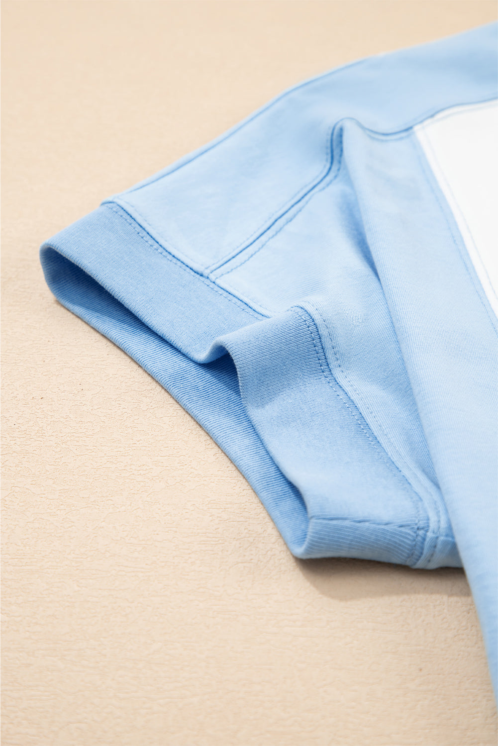 Light Green Colorblock Exposed Seam Patchwork Crew Neck T Shirt-T Shirts-[Adult]-[Female]-2022 Online Blue Zone Planet