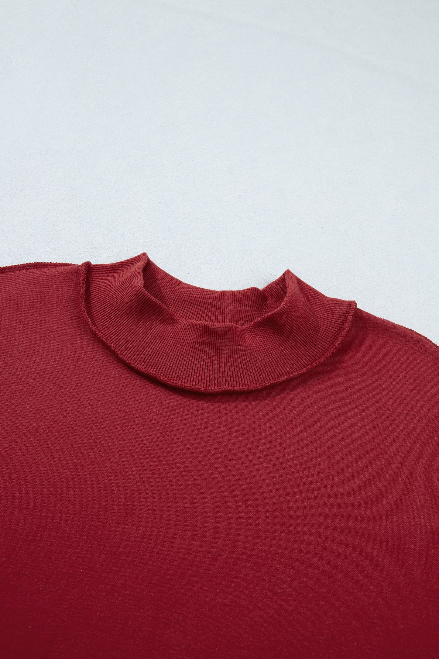 Red Dahlia Oversize Drop Shoulder Reversible Mock Neck Sweatshirt-Tops/Sweatshirts & Hoodies-[Adult]-[Female]-2022 Online Blue Zone Planet