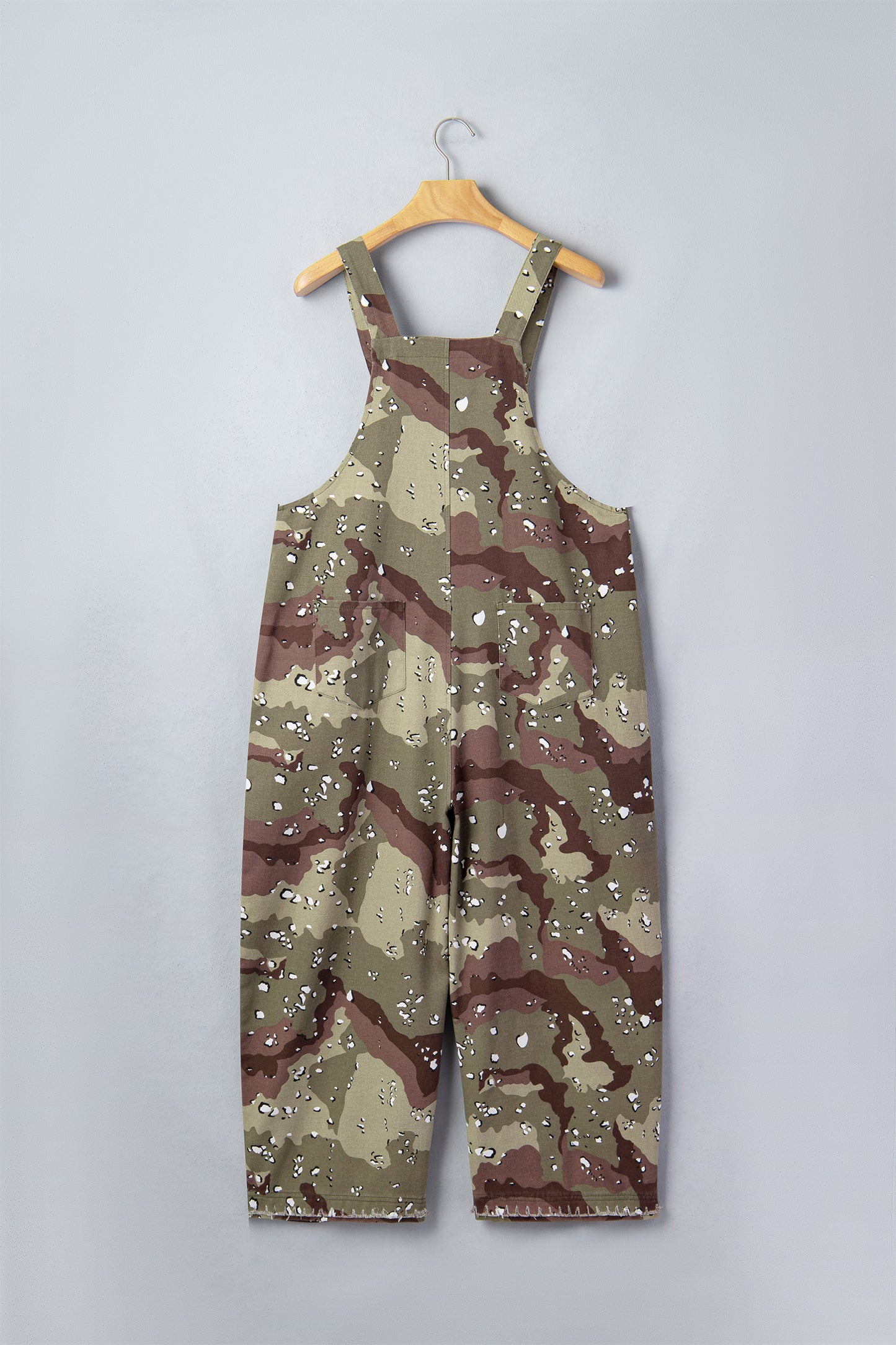 Green Camouflage Print Leopard Detail Loose Denim Overall Cropped Jumpsuit-Bottoms/Jumpsuits & Rompers-[Adult]-[Female]-2022 Online Blue Zone Planet