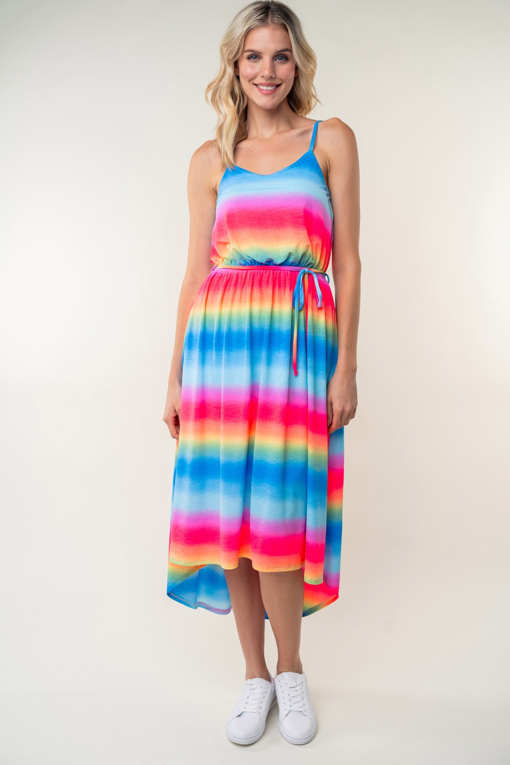 White Birch Full Size Ombre Striped Midi Cami Dress-TOPS / DRESSES-[Adult]-[Female]-Multi-S-2022 Online Blue Zone Planet