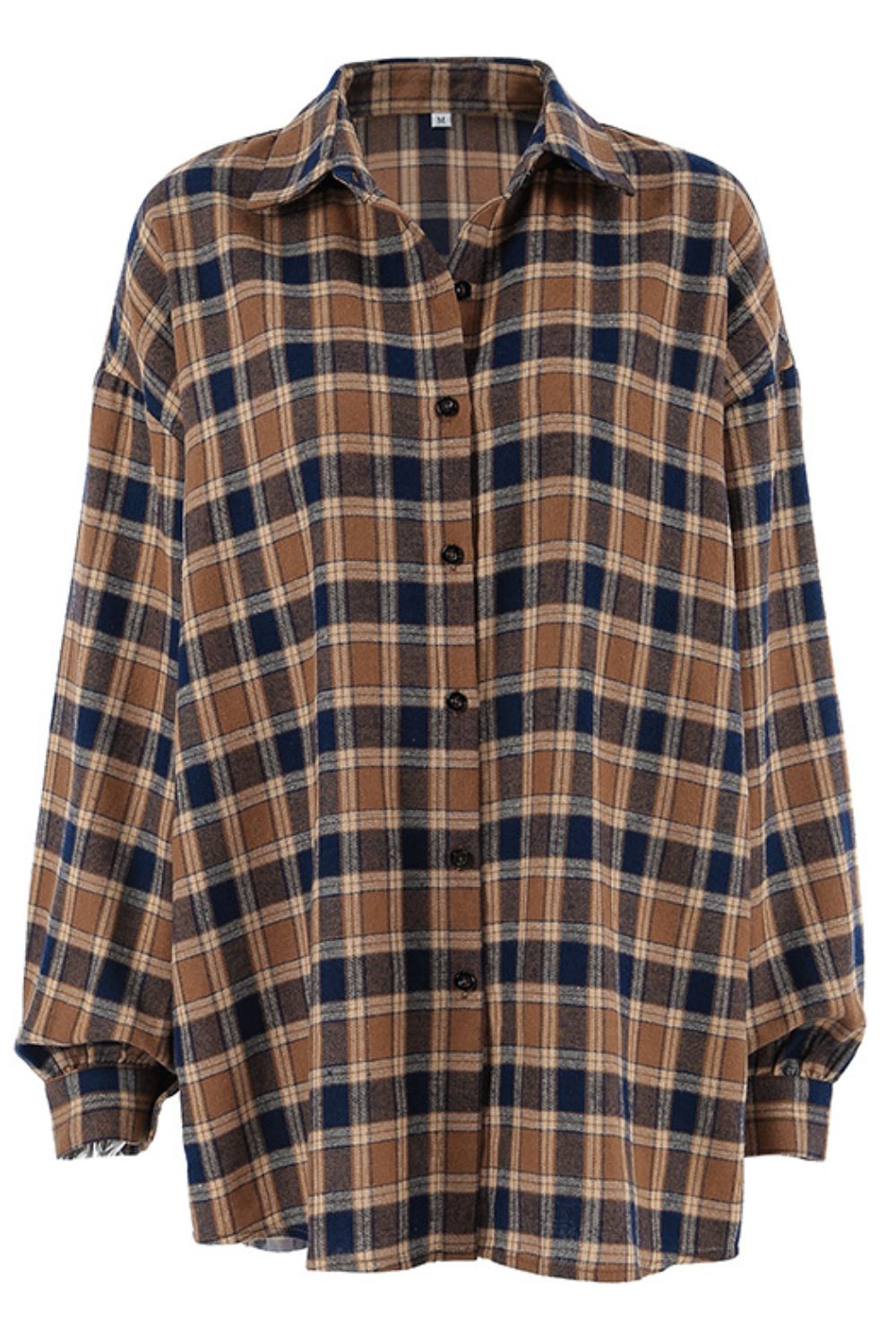 Plaid Button Up Drop Shoulder Shacket-TOPS / DRESSES-[Adult]-[Female]-2022 Online Blue Zone Planet