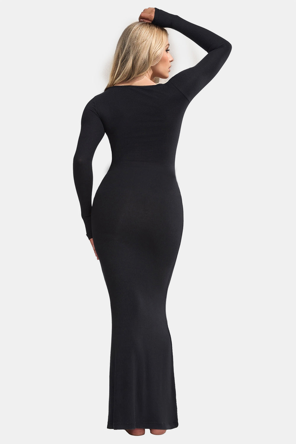 Basic Bae Built-In Shapewear Square Neck Long Sleeve Maxi Dress-TOPS / DRESSES-[Adult]-[Female]-2022 Online Blue Zone Planet