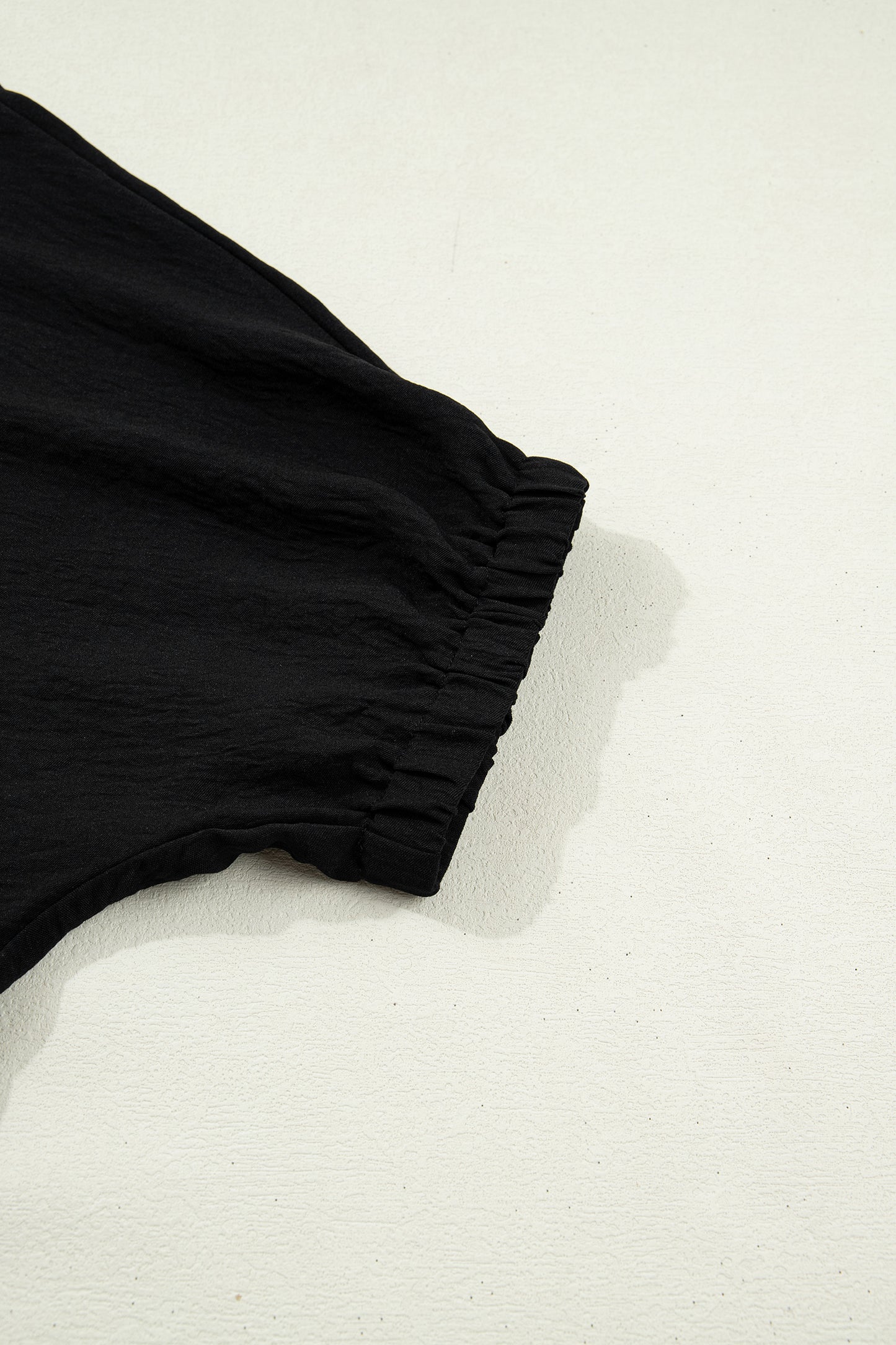 Black Dolman Half Sleeve Leopard Patchwork Trim V Neck Blouse