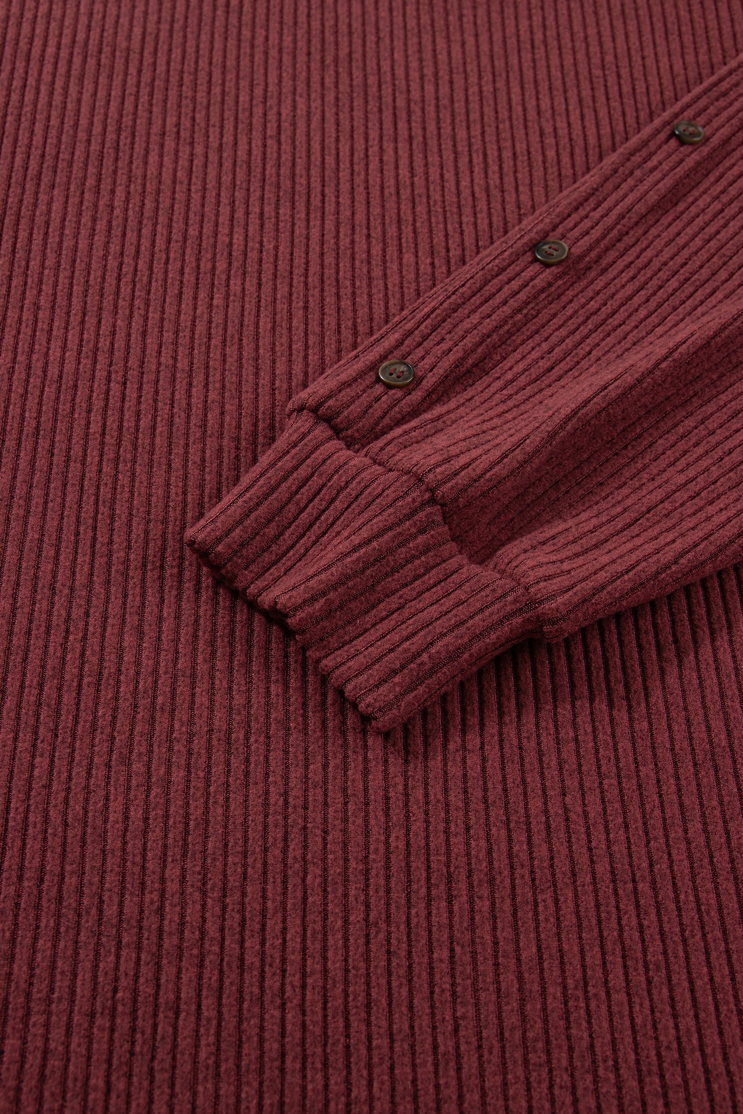 Wild Ginger Plus Size Ribbed Button Decor Long Sleeve Loose Top-Plus Size/Plus Size Tops/Plus Size Long Sleeve Tops-[Adult]-[Female]-2022 Online Blue Zone Planet