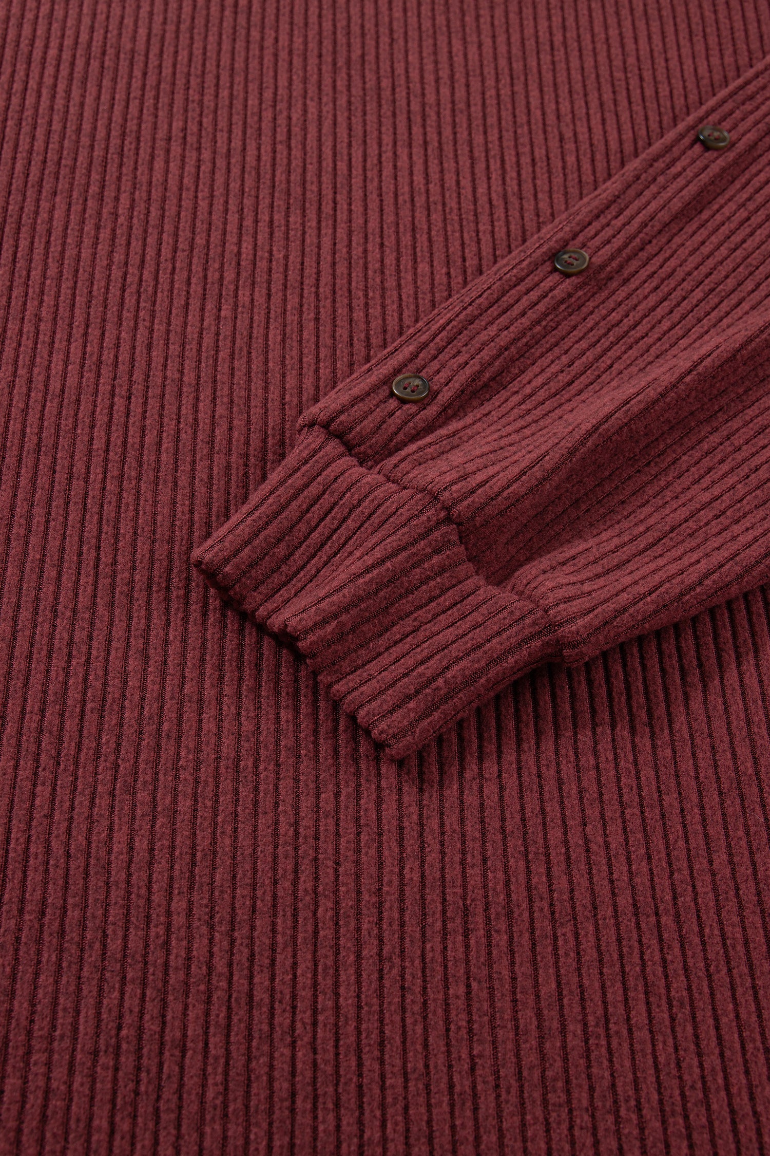 Wild Ginger Plus Size Ribbed Button Decor Long Sleeve Loose Top-Plus Size/Plus Size Tops/Plus Size Long Sleeve Tops-[Adult]-[Female]-2022 Online Blue Zone Planet