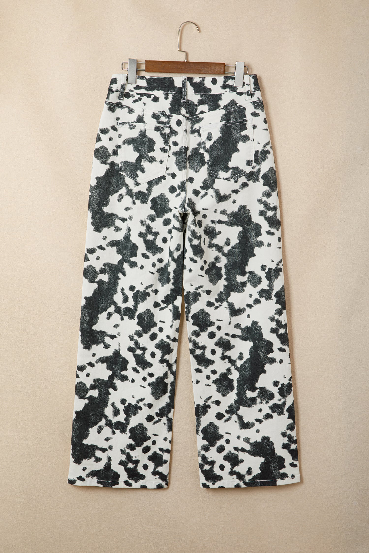 Brown Abstract Print Metal Button Regular Fit Full-Length Jeans-Bottoms/Jeans-[Adult]-[Female]-2022 Online Blue Zone Planet
