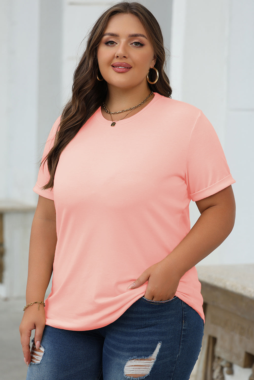 Bright Green Casual Plain Crew Neck Tee-Tops/Tops & Tees-[Adult]-[Female]-2022 Online Blue Zone Planet