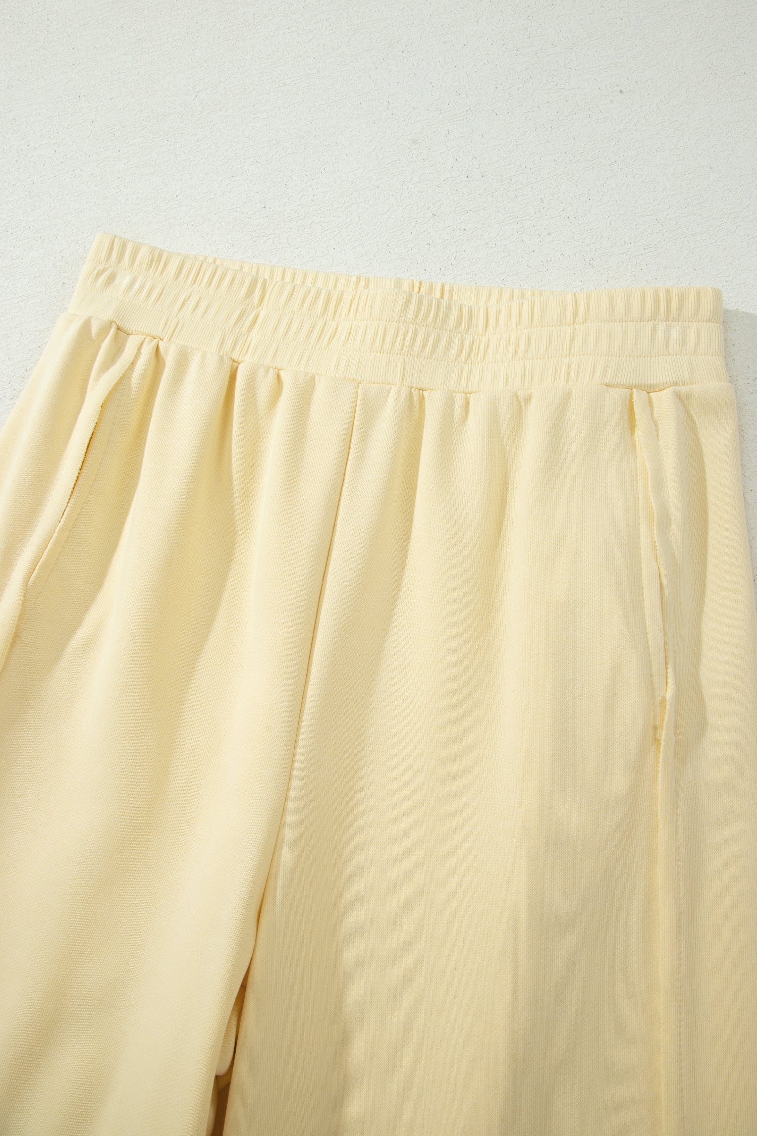 Yellow Cream Slim Ribbed Tank Top and Sweatpants Set-Two Piece Sets/Pant Sets-[Adult]-[Female]-2022 Online Blue Zone Planet