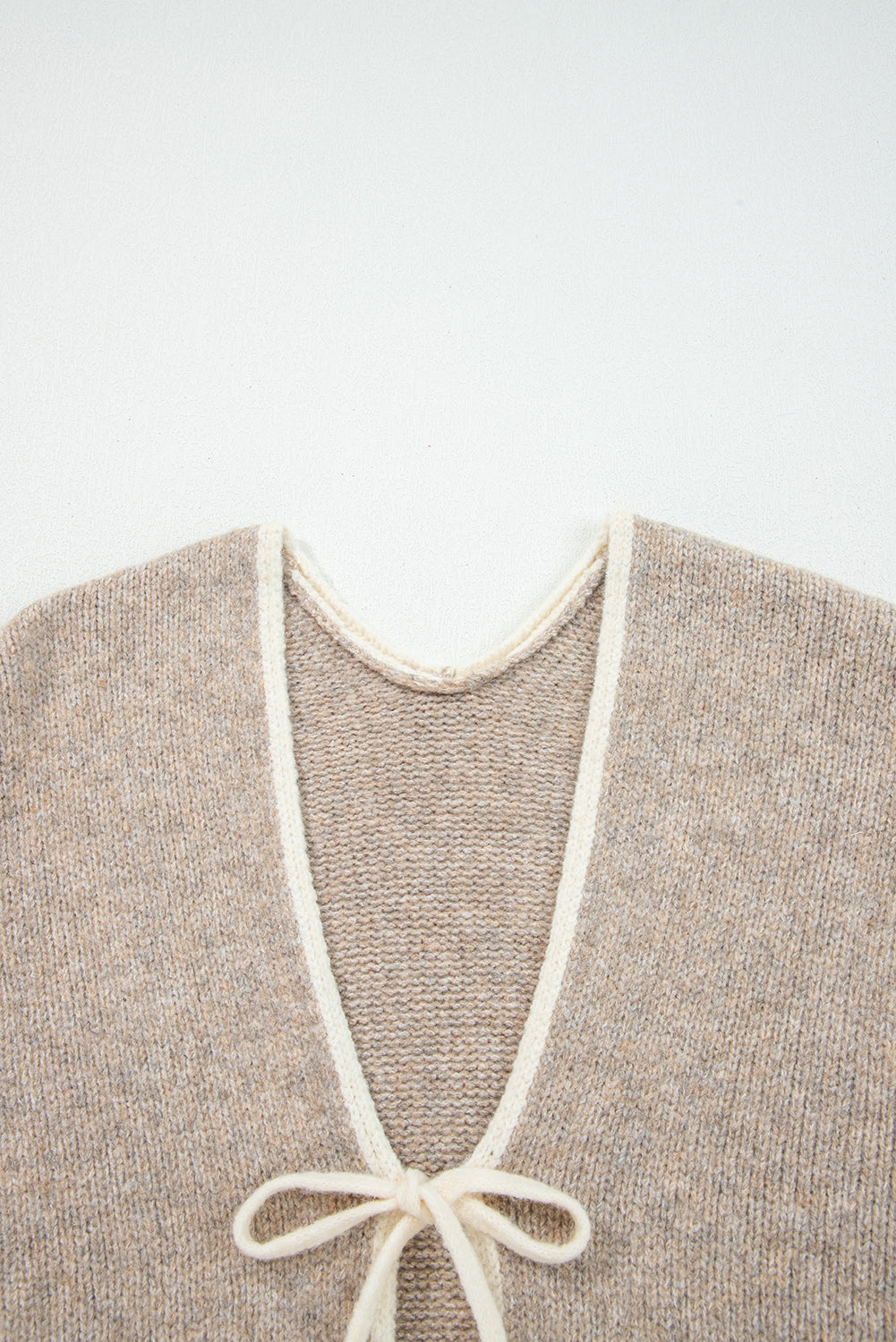 Pale Khaki Tied Front Drop Shoulder Chunky Casual Cardigan-Sweaters & Cardigans/Cardigans-[Adult]-[Female]-2022 Online Blue Zone Planet