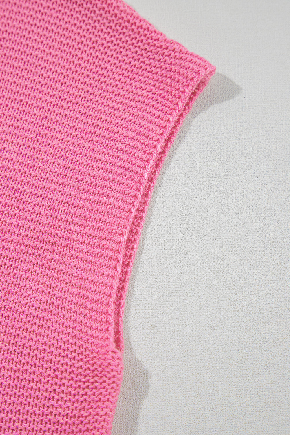 Sachet Pink Solid Color Sweater Tee with Side Slits-Sweaters & Cardigans/Short Sleeve Sweaters-[Adult]-[Female]-2022 Online Blue Zone Planet