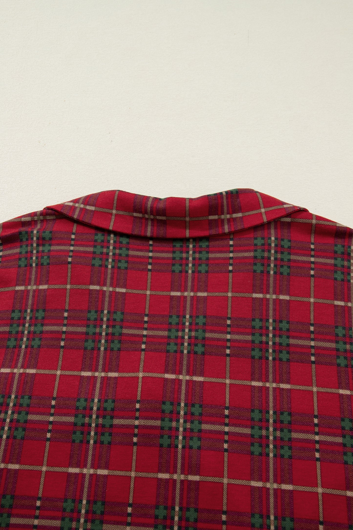 Red Plus Size Plaid Short Sleeve Shirt Loose Pants 2pcs Pajama Set-Plus Size/Plus Size Loungewear-[Adult]-[Female]-2022 Online Blue Zone Planet