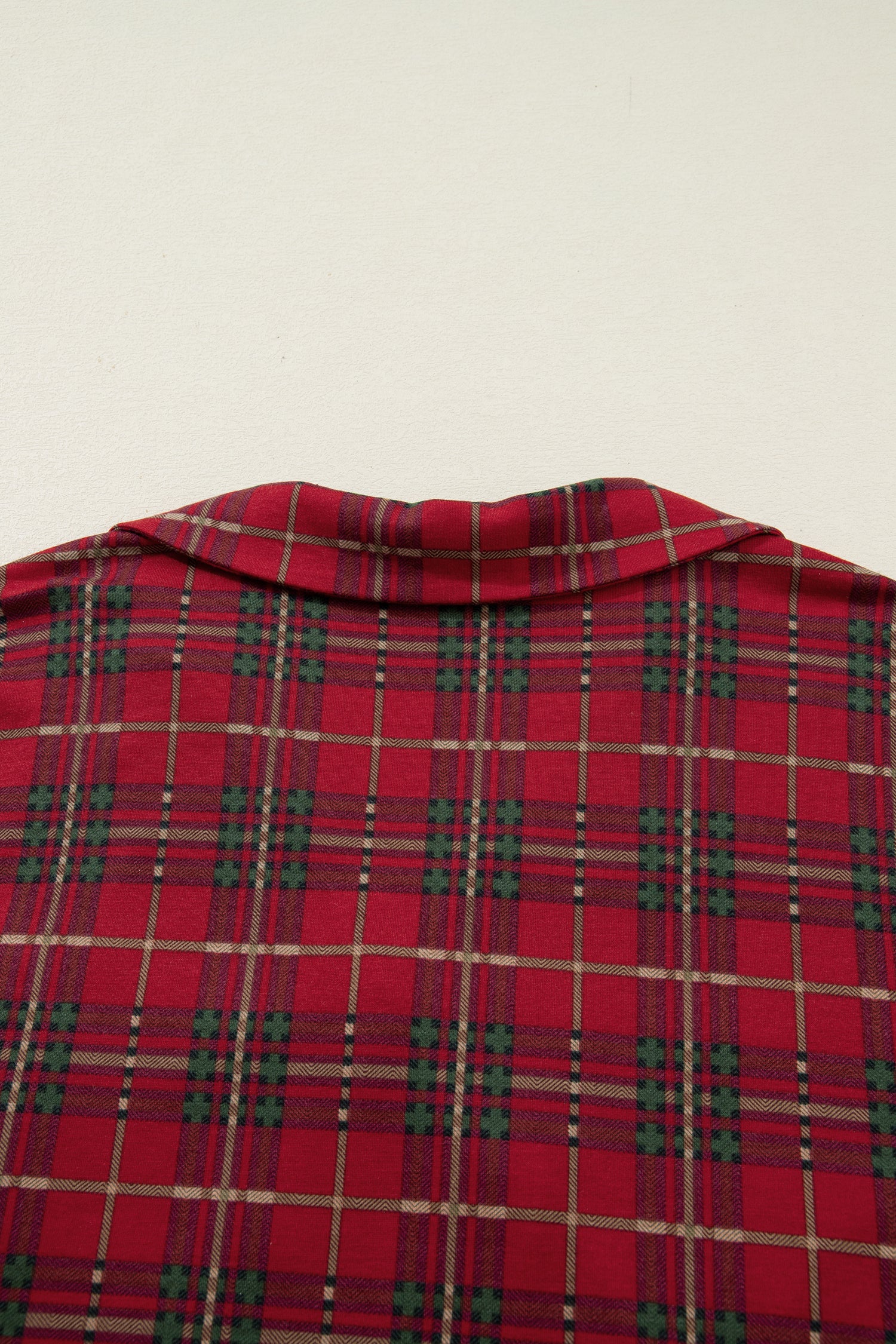 Red Plus Size Plaid Short Sleeve Shirt Loose Pants 2pcs Pajama Set-Plus Size/Plus Size Loungewear-[Adult]-[Female]-2022 Online Blue Zone Planet