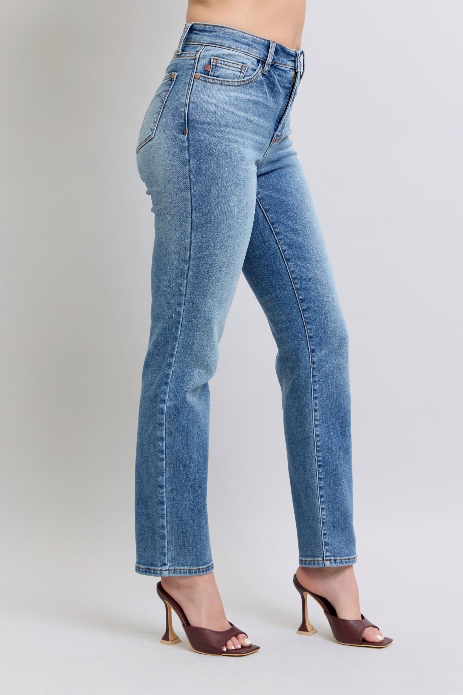 Judy Blue Full Size Wash Thermal Straight Jeans with Pockets-BOTTOMS SIZES SMALL MEDIUM LARGE-[Adult]-[Female]-2022 Online Blue Zone Planet