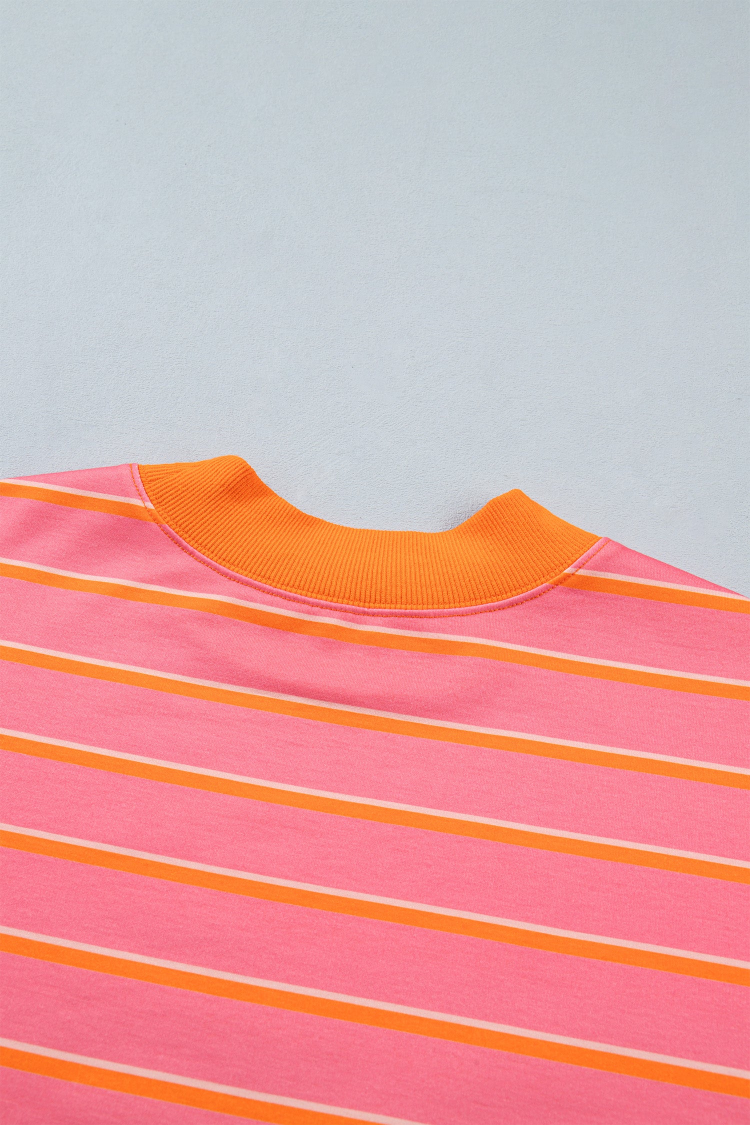 Rose Stripe Color Block Trim Long Sleeve Pullover Pocketed Shorts 2pcs Set-Two Piece Sets/Short Sets-[Adult]-[Female]-2022 Online Blue Zone Planet