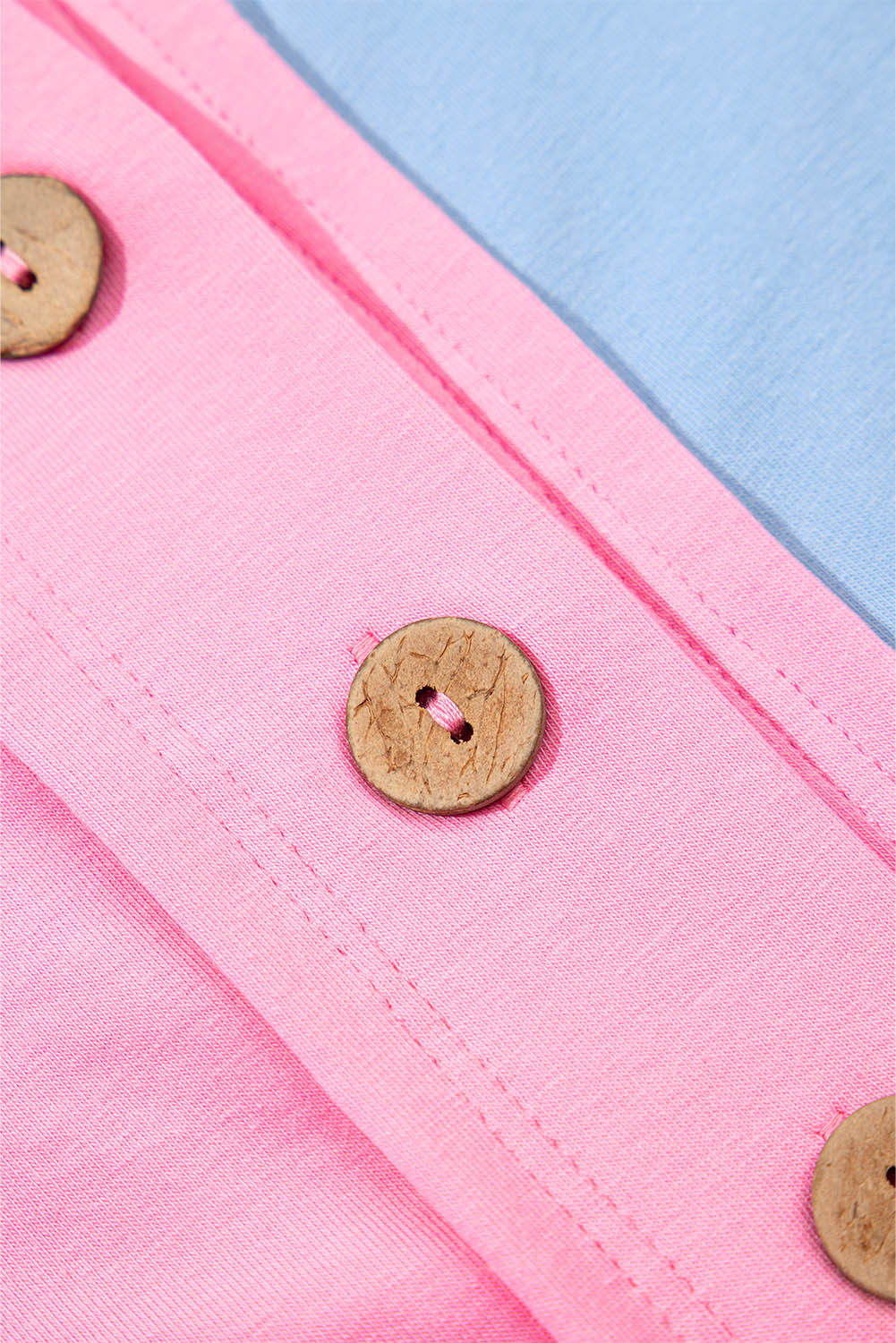 Myosotis Two Tone Half Buttons Collared T Shirt-Tops/Tops & Tees-[Adult]-[Female]-2022 Online Blue Zone Planet