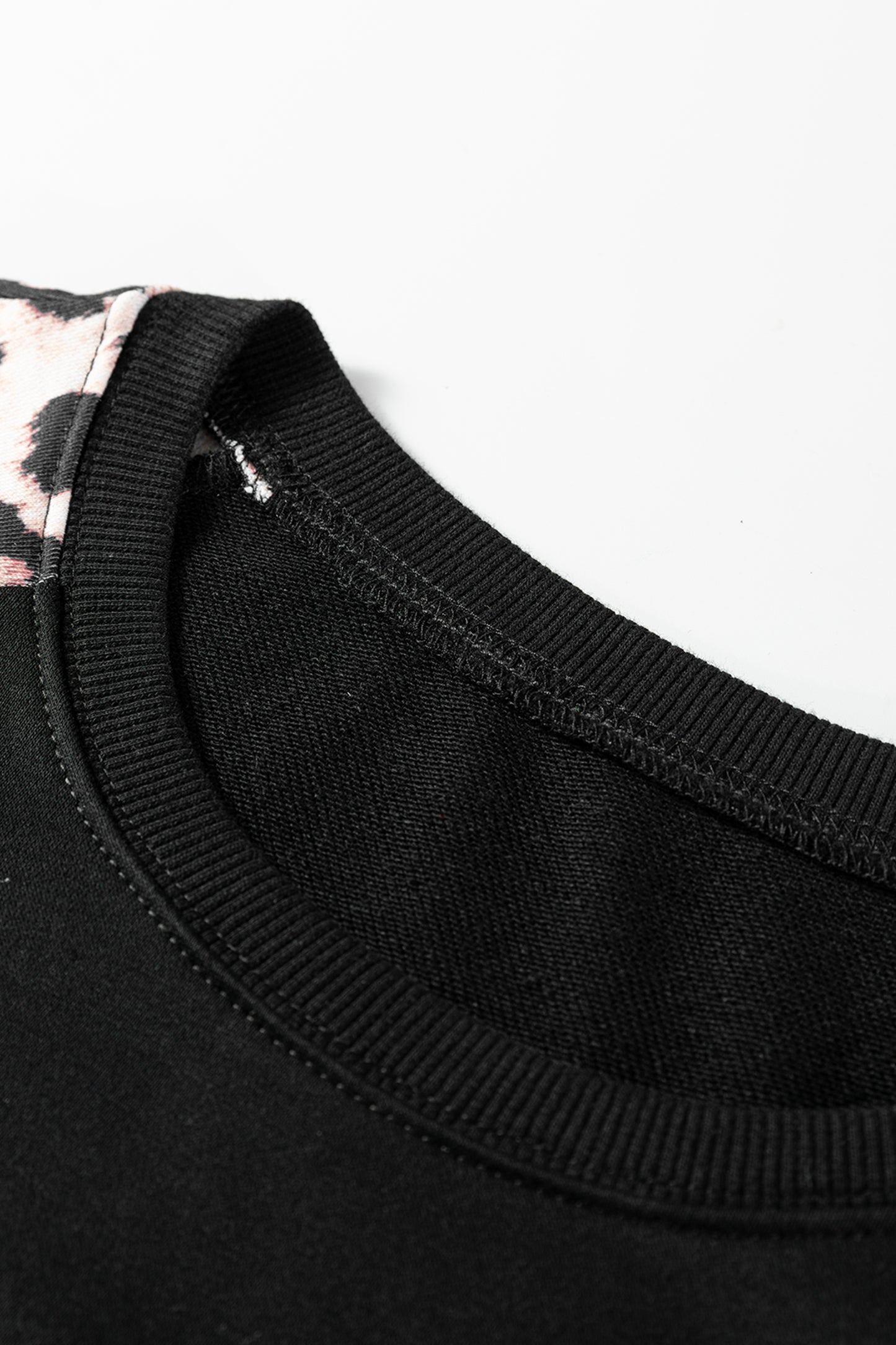 Black Leopard Print Patchwork Varsity Raglan Sleeve Sweatshirt Dress-TOPS / DRESSES-[Adult]-[Female]-2022 Online Blue Zone Planet