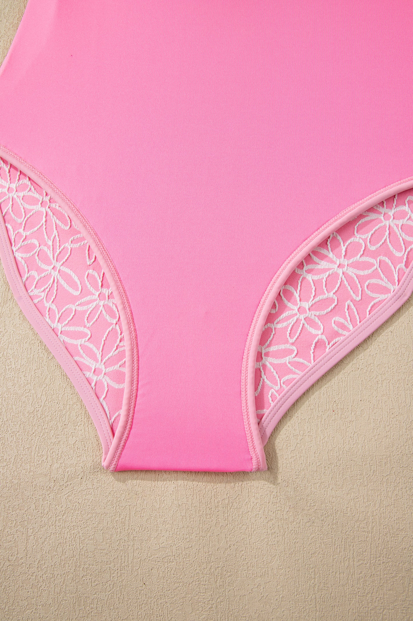 Pink Corded Flower Texture Spaghetti Straps Halterneck One Piece Swimsuit-Swimwear/One Piece Swimsuit-[Adult]-[Female]-2022 Online Blue Zone Planet