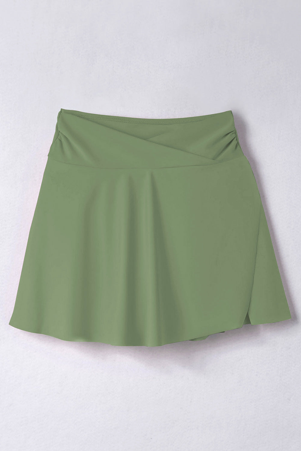 Green Criss Cross Waist Flared Swim Skirt-Swimwear/Swim Bottoms-[Adult]-[Female]-2022 Online Blue Zone Planet