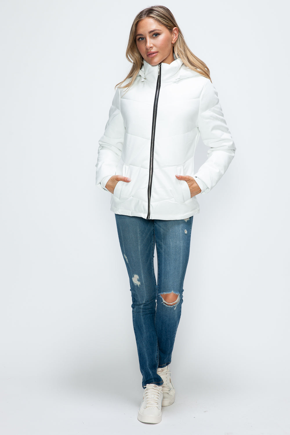 Blue Zone Planet | How Dare U Pocketed Zip Up Puffer Jacket with Removable Hood-TOPS / DRESSES-[Adult]-[Female]-2022 Online Blue Zone Planet