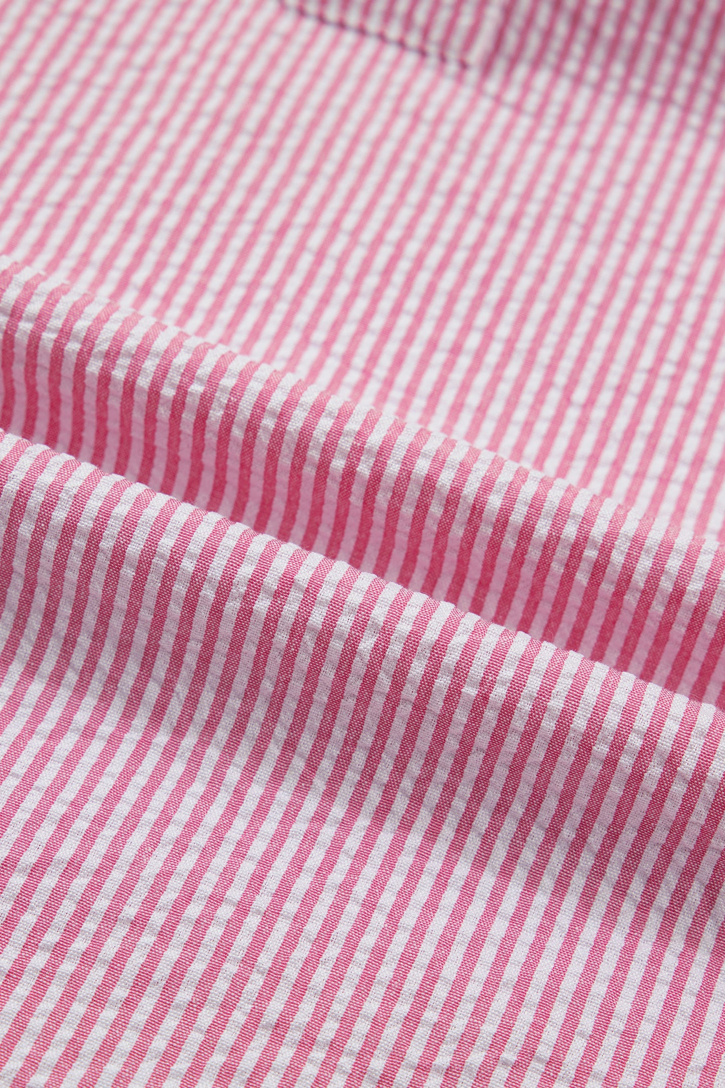 Rose Stripe Short Bubble Sleeve Split V Neck Blouse-Tops/Blouses & Shirts-[Adult]-[Female]-2022 Online Blue Zone Planet