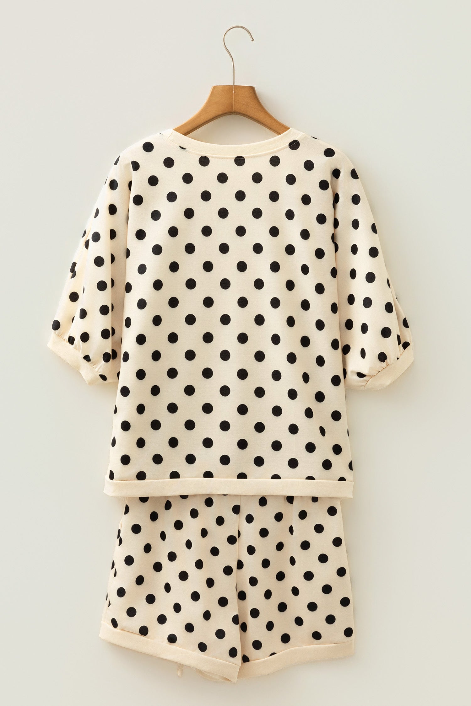 Sky Blue Polka Dot Oversized Top Drawstring Short Set-Two Piece Sets/Short Sets-[Adult]-[Female]-2022 Online Blue Zone Planet