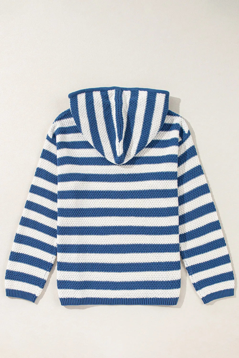 Blue Zone Planet | Drawstring Striped Long Sleeve Hooded Sweater-TOPS / DRESSES-[Adult]-[Female]-2022 Online Blue Zone Planet