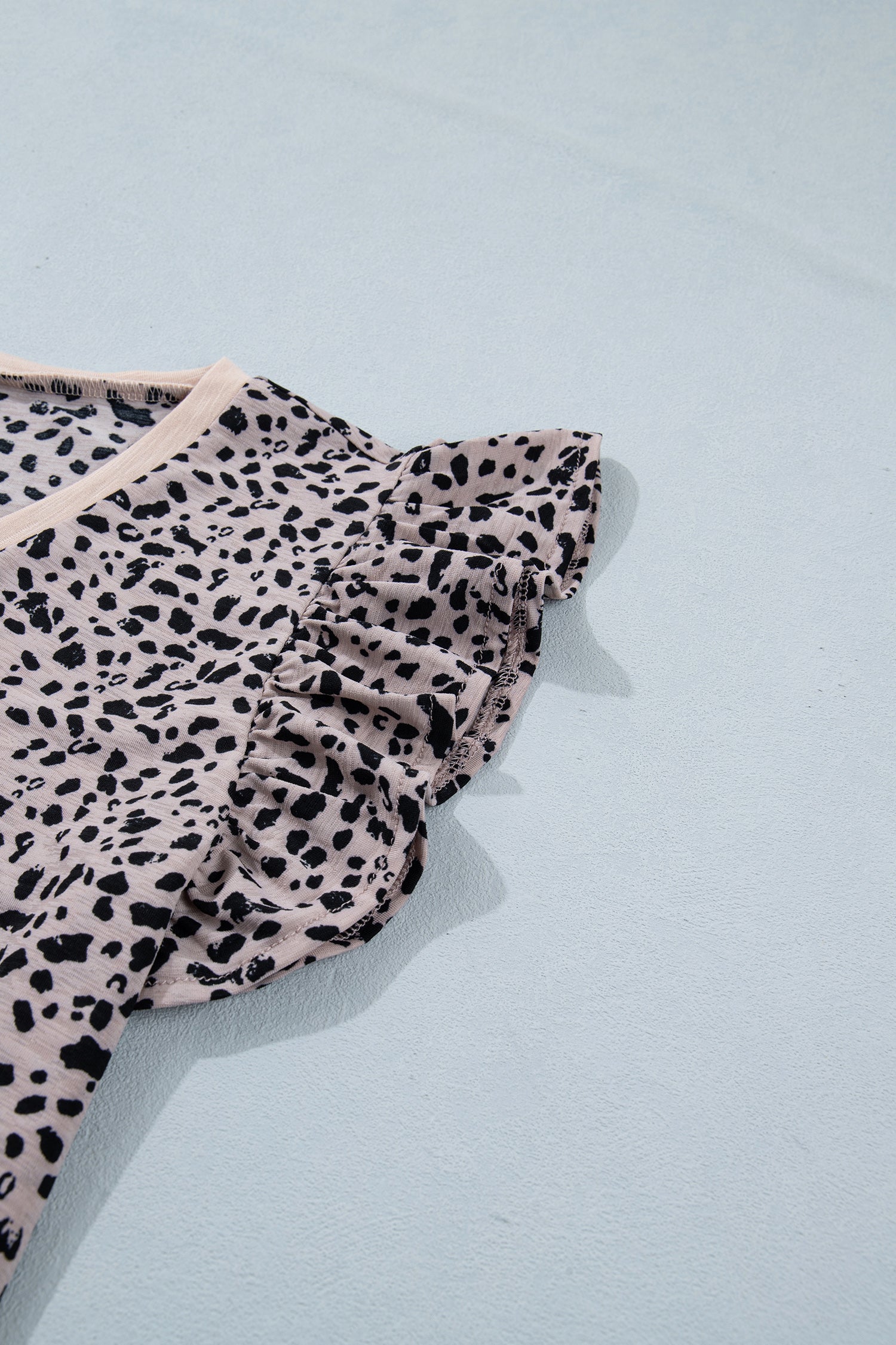 Black Cheetah Print V Neck Ruffle Trim Loose Tank Top-Tops/Tank Tops-[Adult]-[Female]-2022 Online Blue Zone Planet