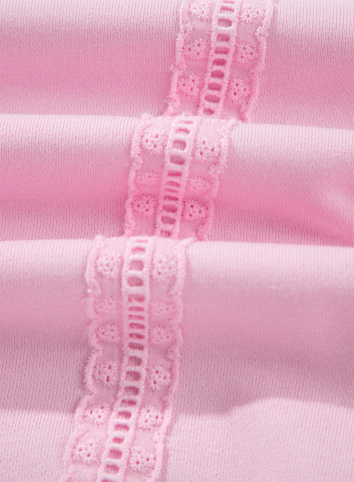 Pink Solid Color Raw Seam Lace Detail Loose Casual Sweatshirt-Tops/Sweatshirts & Hoodies-[Adult]-[Female]-2022 Online Blue Zone Planet