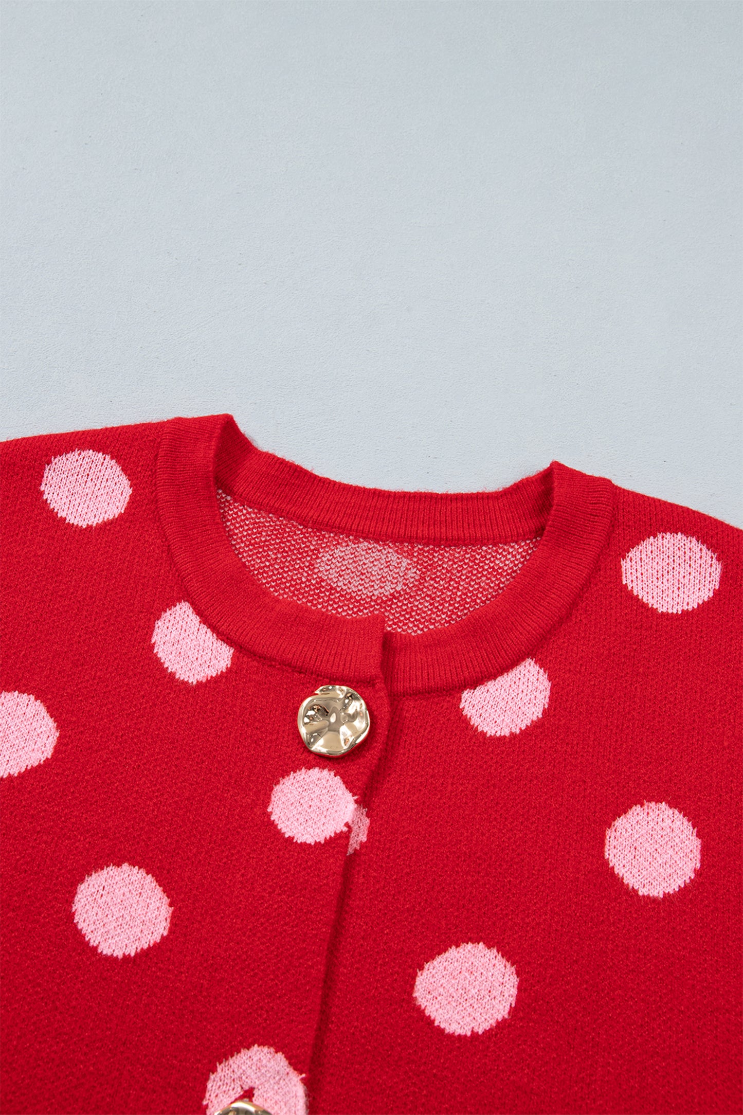 Red Polka Dot Sleeveless Knit Button Drop Shoulder Sweater Vest-TOPS / DRESSES-[Adult]-[Female]-2022 Online Blue Zone Planet