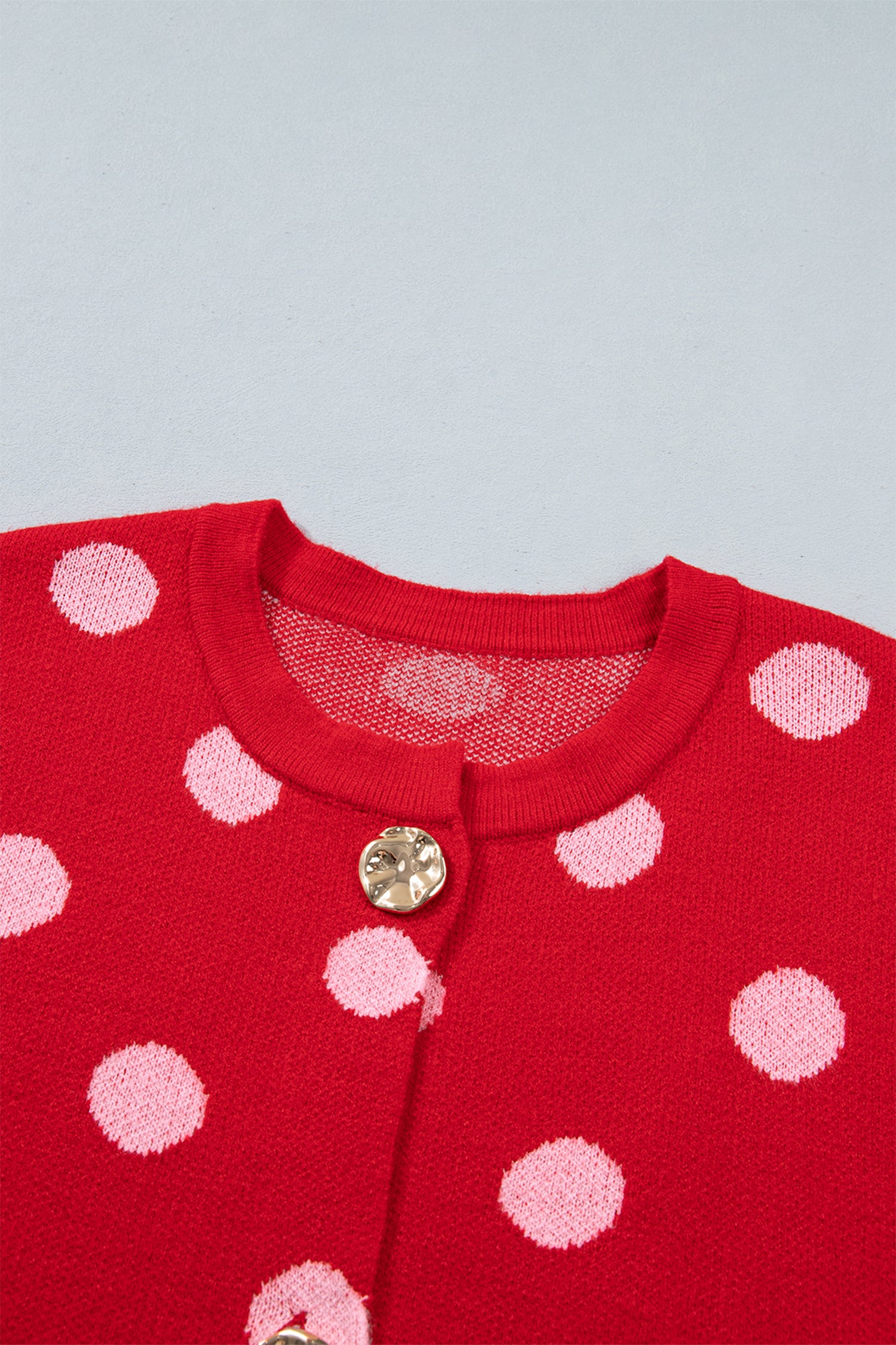 Red Polka Dot Sleeveless Knit Button Drop Shoulder Sweater Vest-TOPS / DRESSES-[Adult]-[Female]-2022 Online Blue Zone Planet