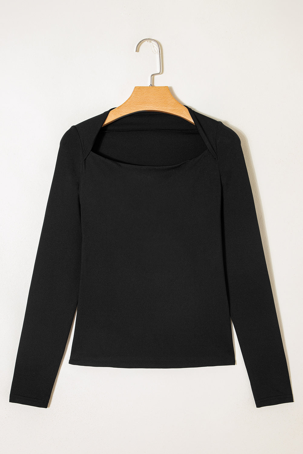Black Crisscross Boat Neck Long Sleeve Slim Top-Tops/Long Sleeve Tops-[Adult]-[Female]-2022 Online Blue Zone Planet